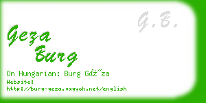 geza burg business card
